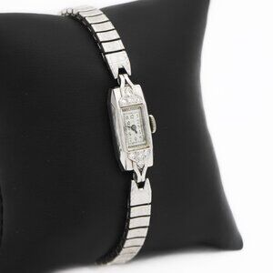 Waltham Platinum Diamond Vintage Handwind Watch